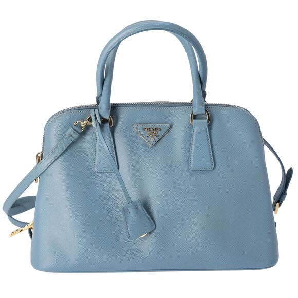 PRADA Promenade Handbag 1BA837 Light Blue Saffiano Lux Leather - Picture 1 of 8